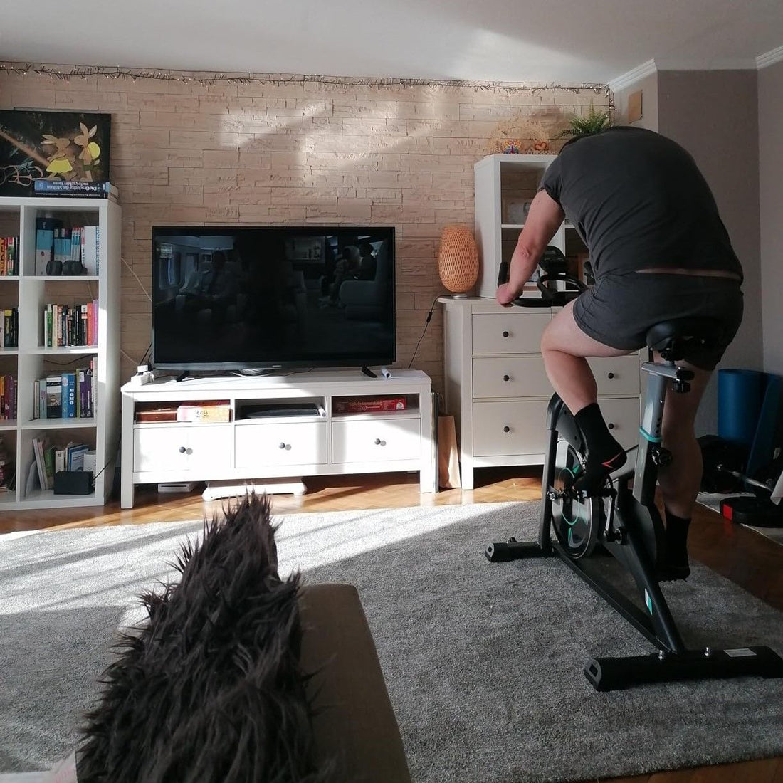 A person enjoying a low-impact cardio workout on a Wenoker Exercise bike at home