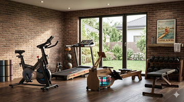A complete home gym system featuring a wenoker exercise bike and various fitness accessories for home.