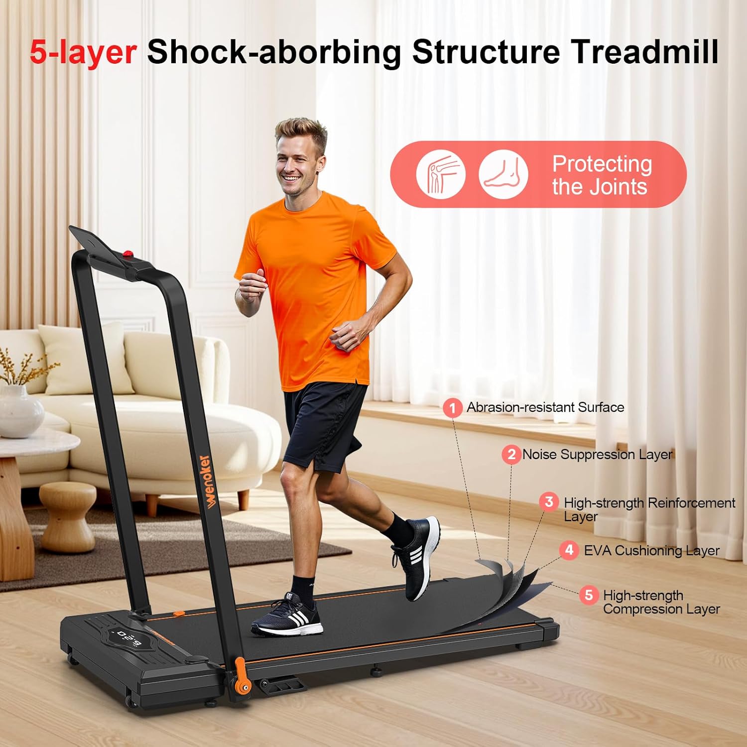 Wenoker 39FA Foldable Walking Treadmill with Incline