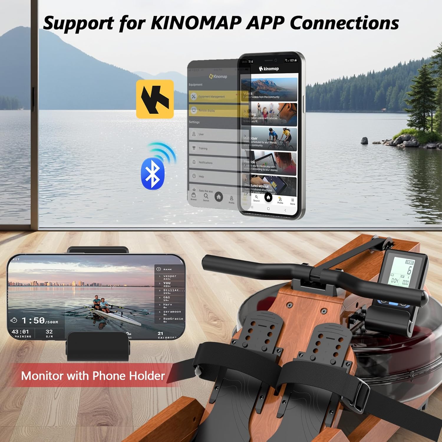 Wenoker Water Resistance Wood Rower RW623-50