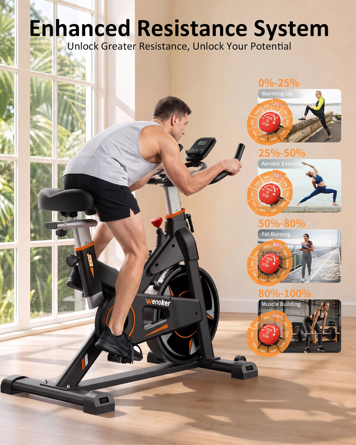 Wenoker Magnetic Exercise Bike S30 (JC312) orange