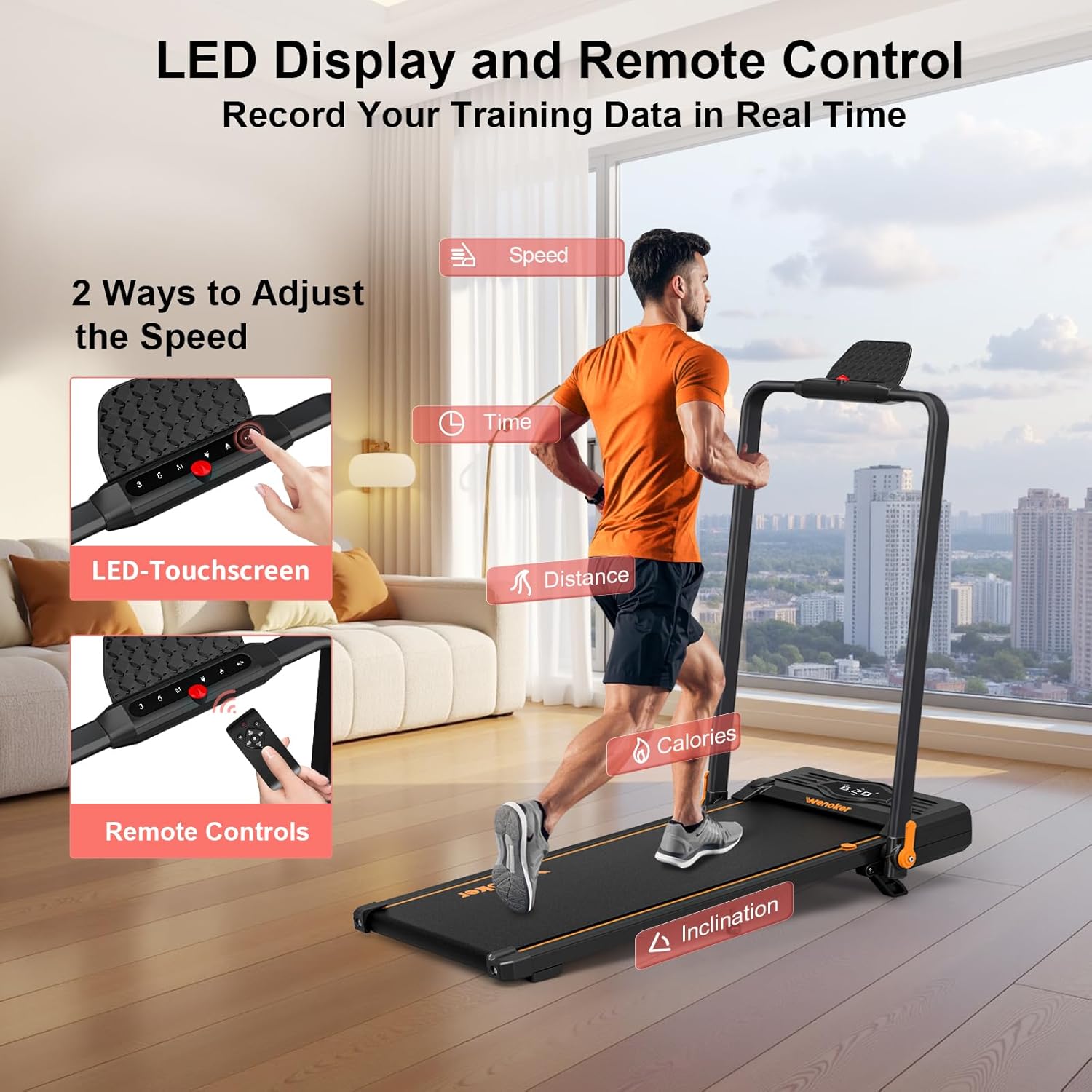 Wenoker 39FA Foldable Walking Treadmill with Incline