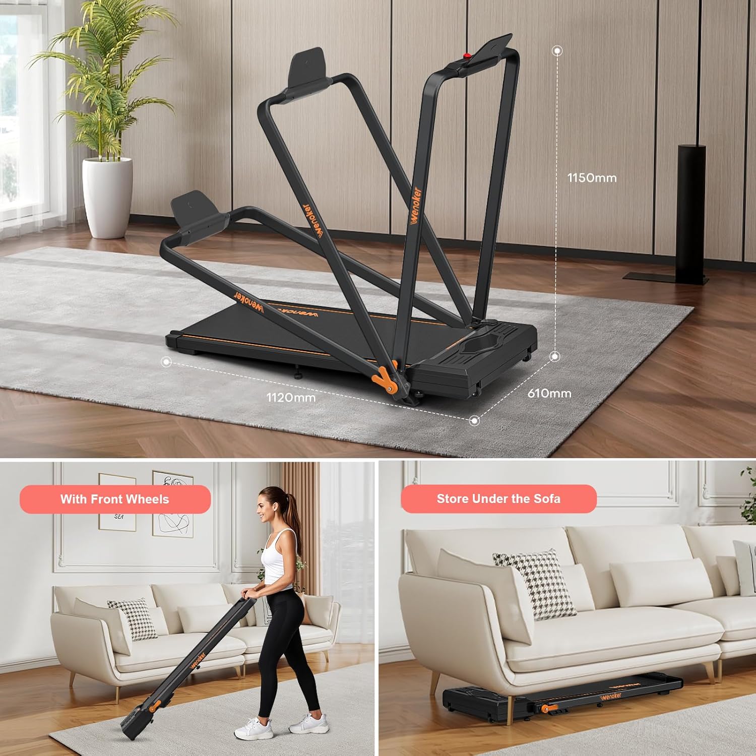 Wenoker 39FA Foldable Walking Treadmill with Incline