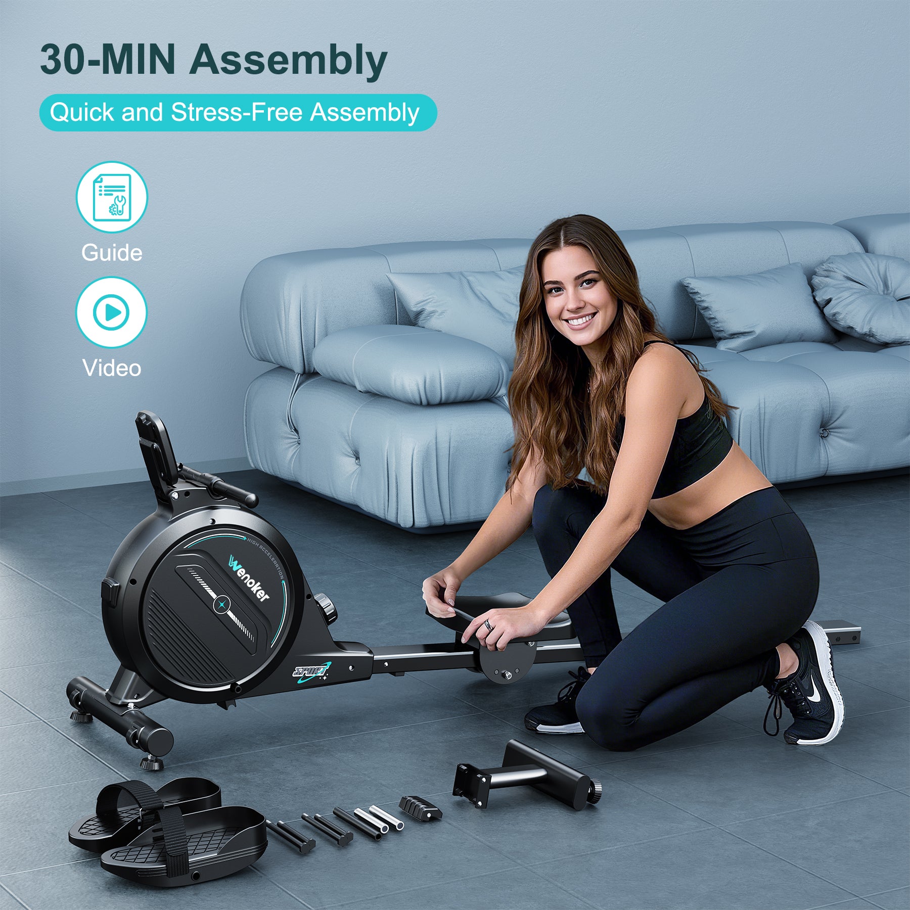 Wenoker Magnetic Rowing Machine H300 (Blue)