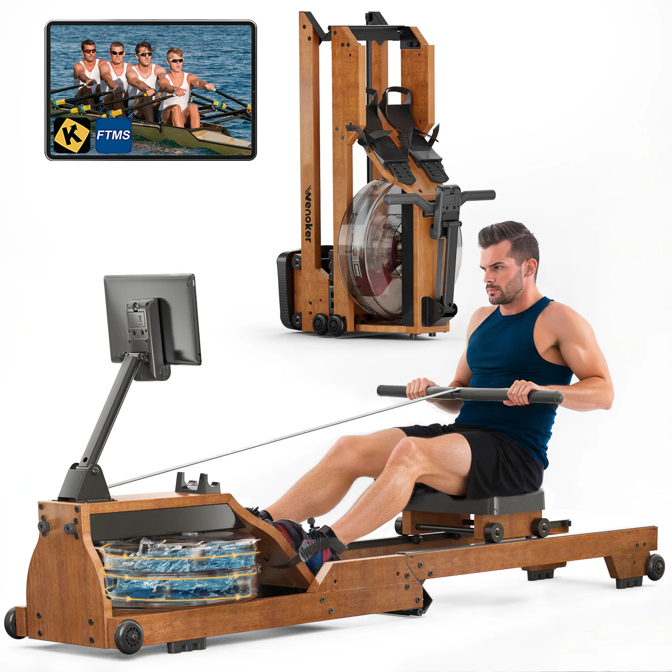スポーツ Rowing Machine Compact Foldable Magnetic Rowing Machine with 16 Levels & 350 LBS