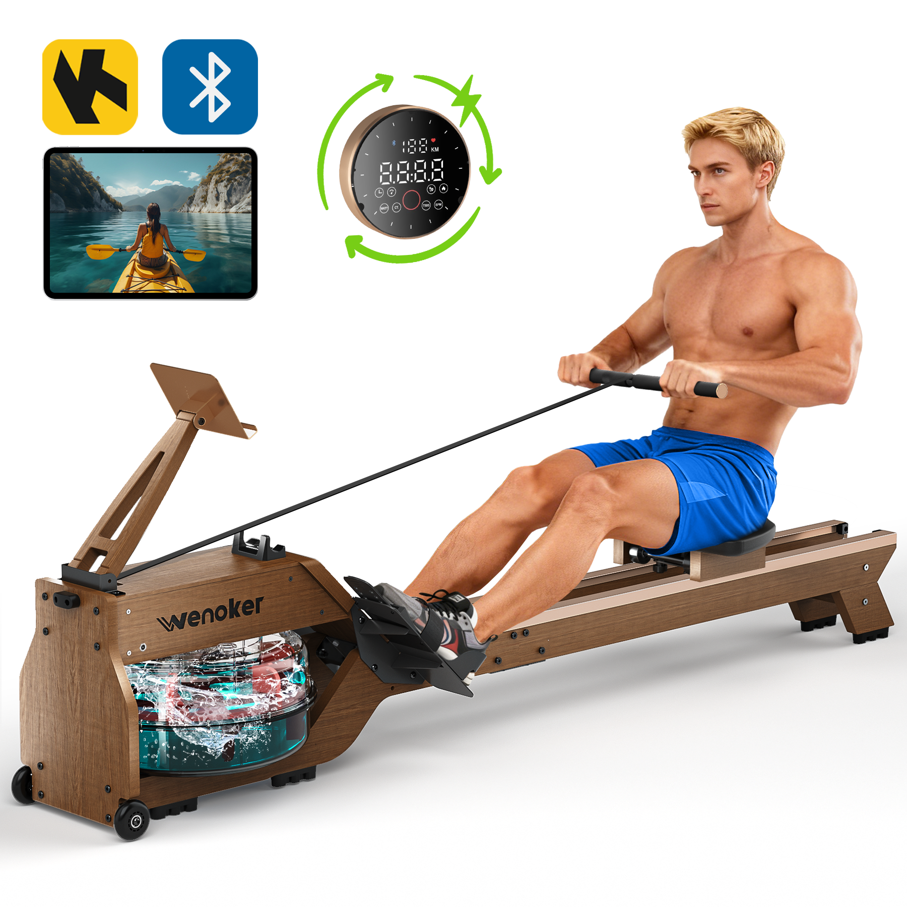 Wenoker Water & Magnetic Dual Resistance Rowing Machine RW211-51