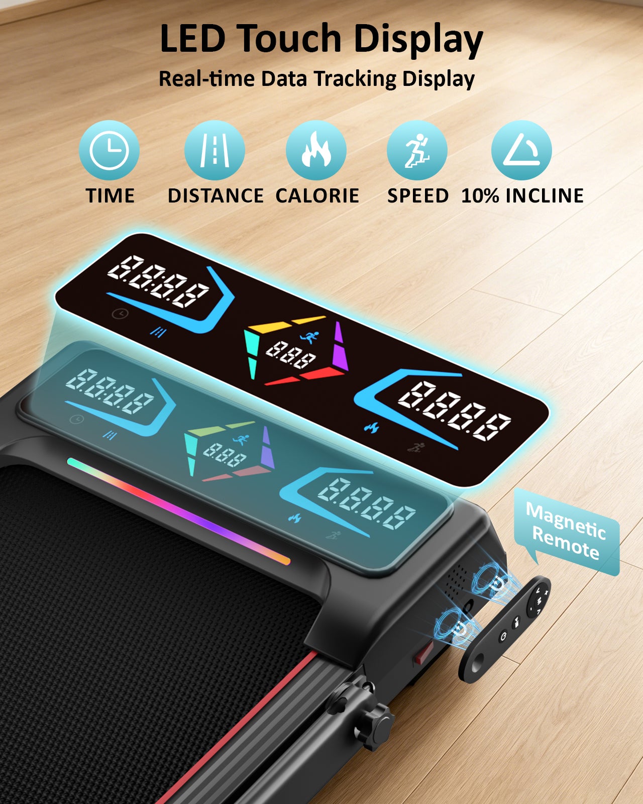 Wenoker A9 Foldable Walking Pad with Incline and Handrail